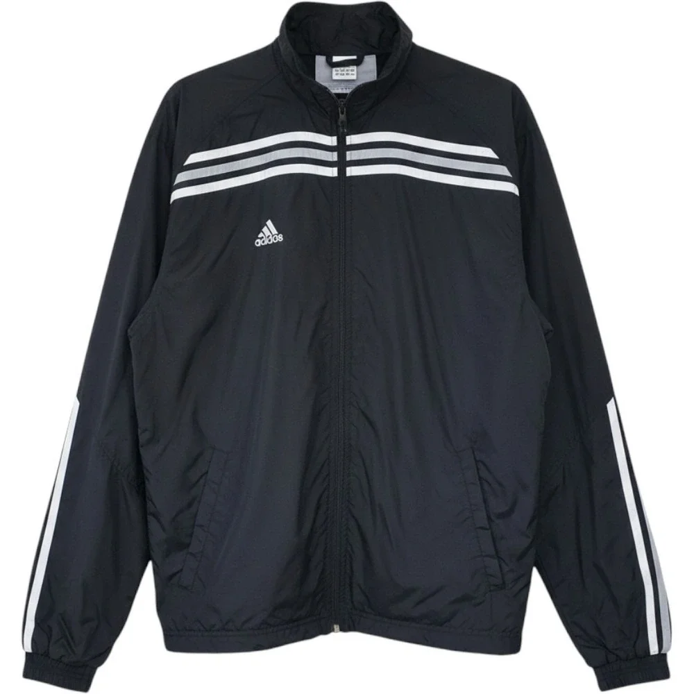 Adidas Windbreaker Jacket Mens Medium Black Excellent‎ 3 Stripe Mesh Lined Zip
